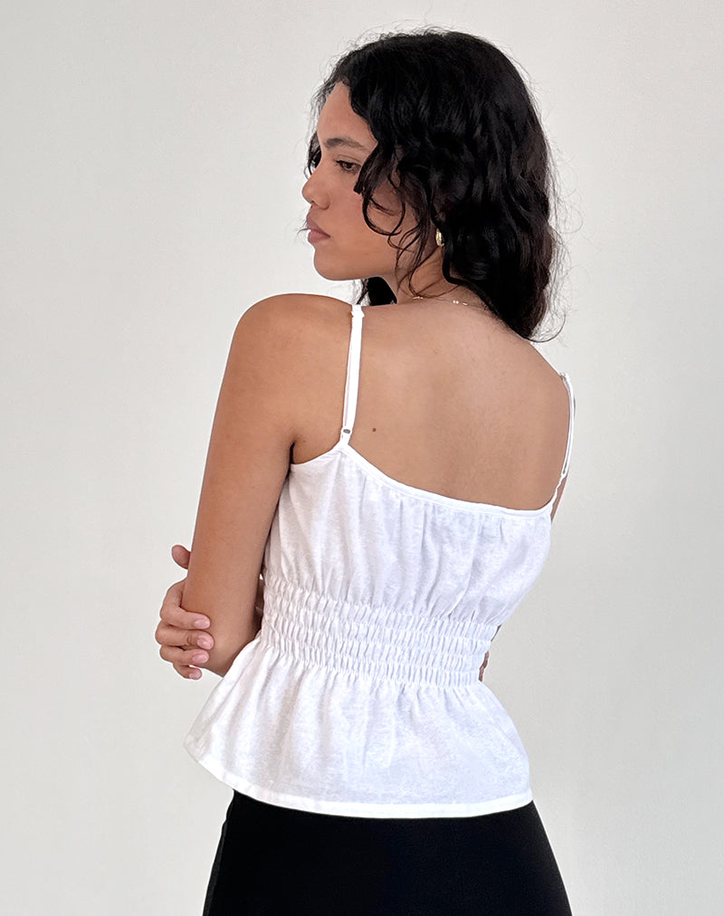 immagine di Lyncia Tie Front Cami Top in bianco sporco