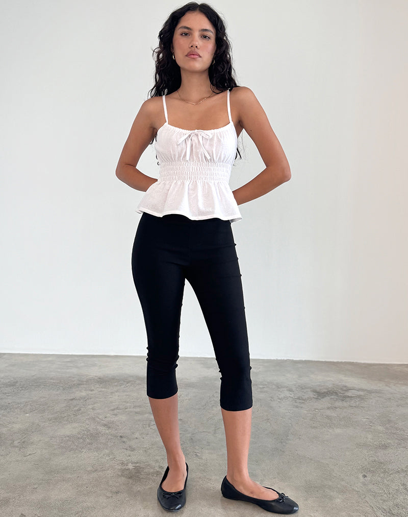 immagine di Lyncia Tie Front Cami Top in bianco sporco