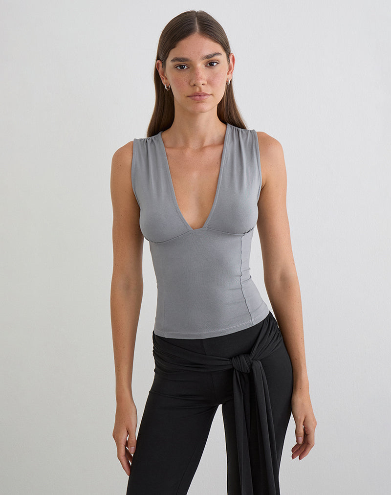 Top con scollo a V Lynod in grigio