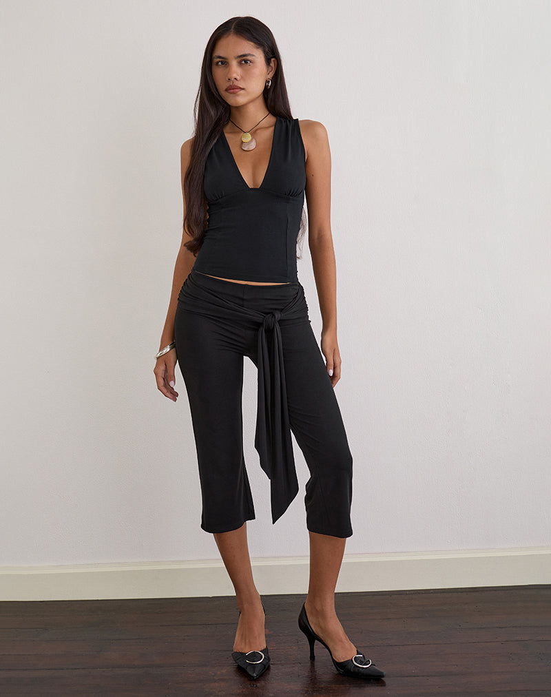 Image of Lynod Plunge Top in Rayon Black