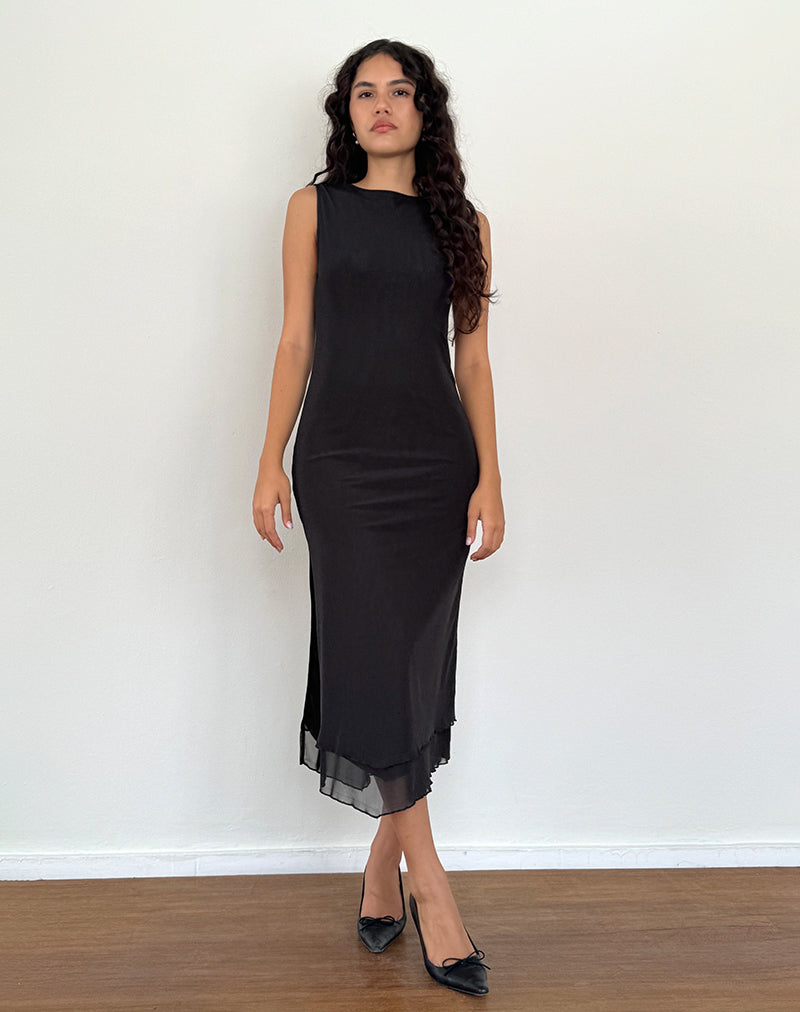 Immagine di Lyra Backless Midi Dress in Mesh Nero