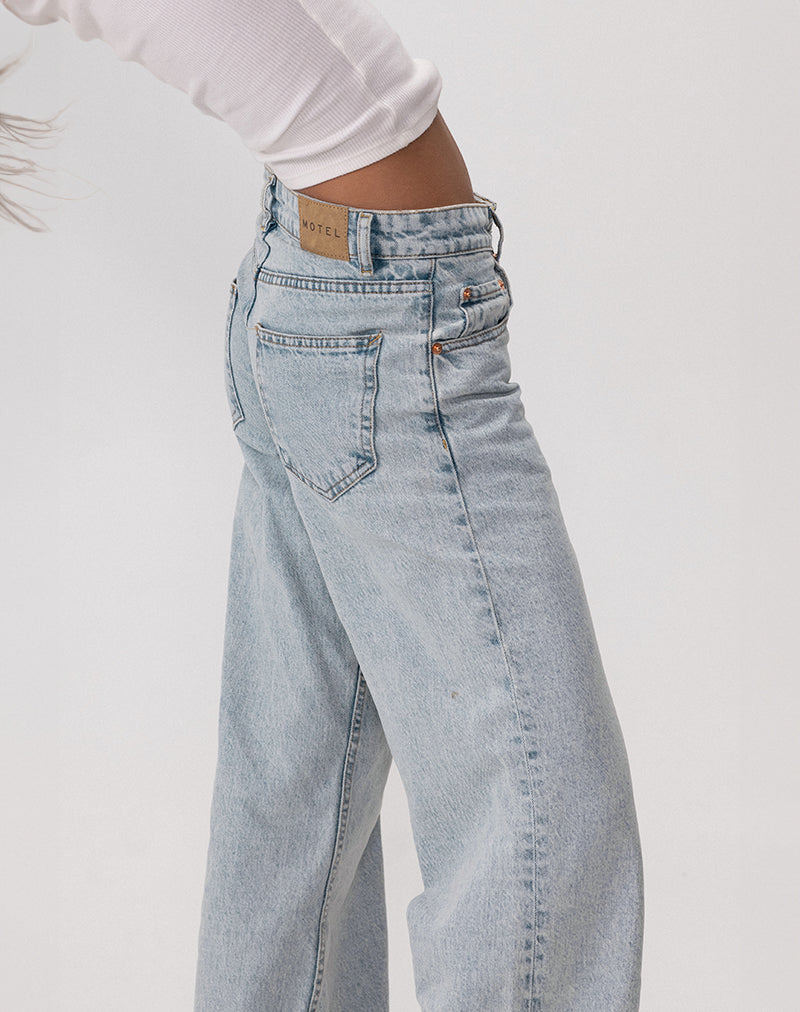 Jeans paralleli a vita bassa con lavaggio blu chiaro anni '80