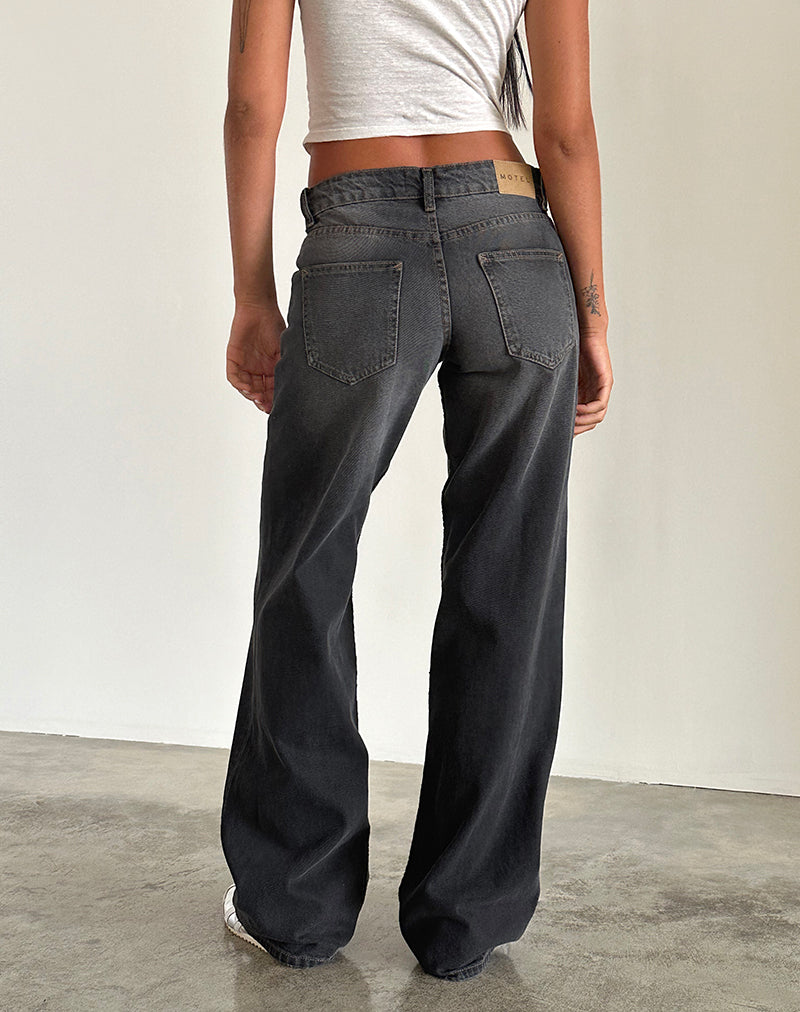 Immagine dei jeans paralleli a vita bassa in grigio usato Bleach