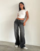 Immagine dei jeans paralleli a vita bassa in grigio usato Bleach