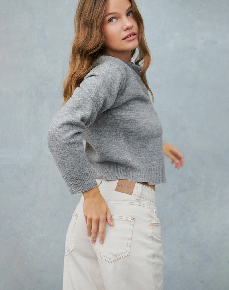 Jeans paralleli a vita bassa in bianco sporco