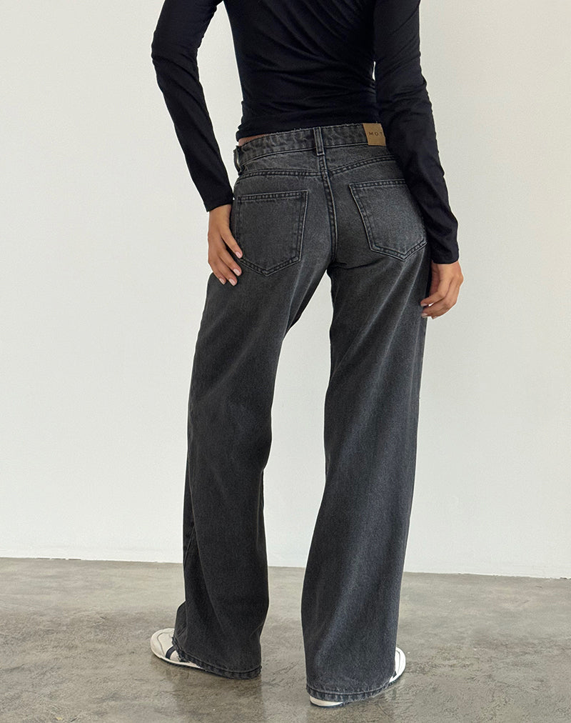 Immagine dei jeans Parallel a vita bassa in nero lavato grigio