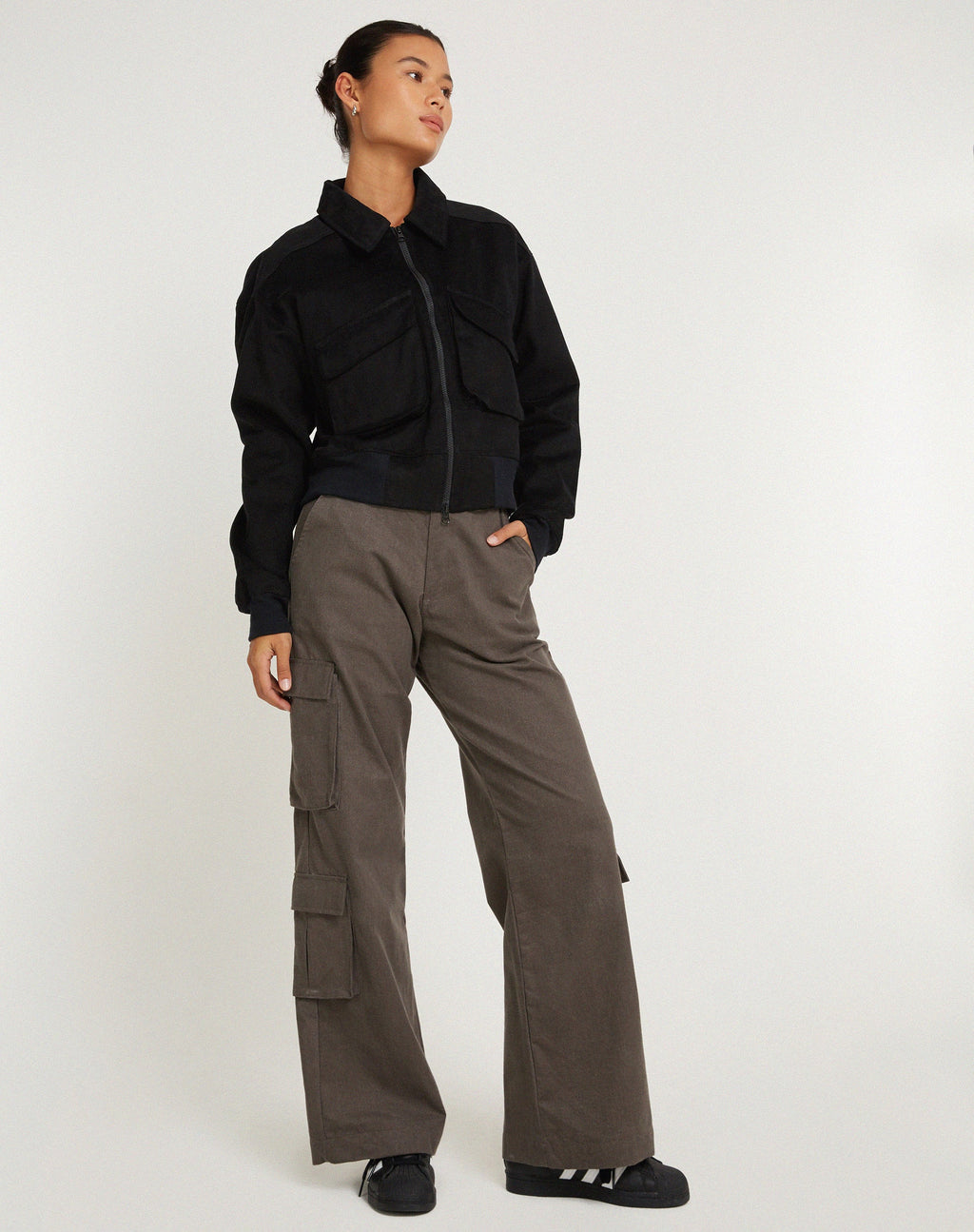 Giacca MA2 in twill scamosciato nero