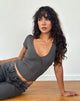 Immagine di Machiko Plunge Wrap Top in grigio antracite