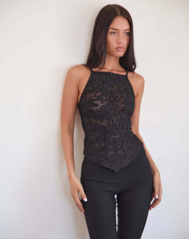 Immagine di Maddison Top in fiore trasparente nero
