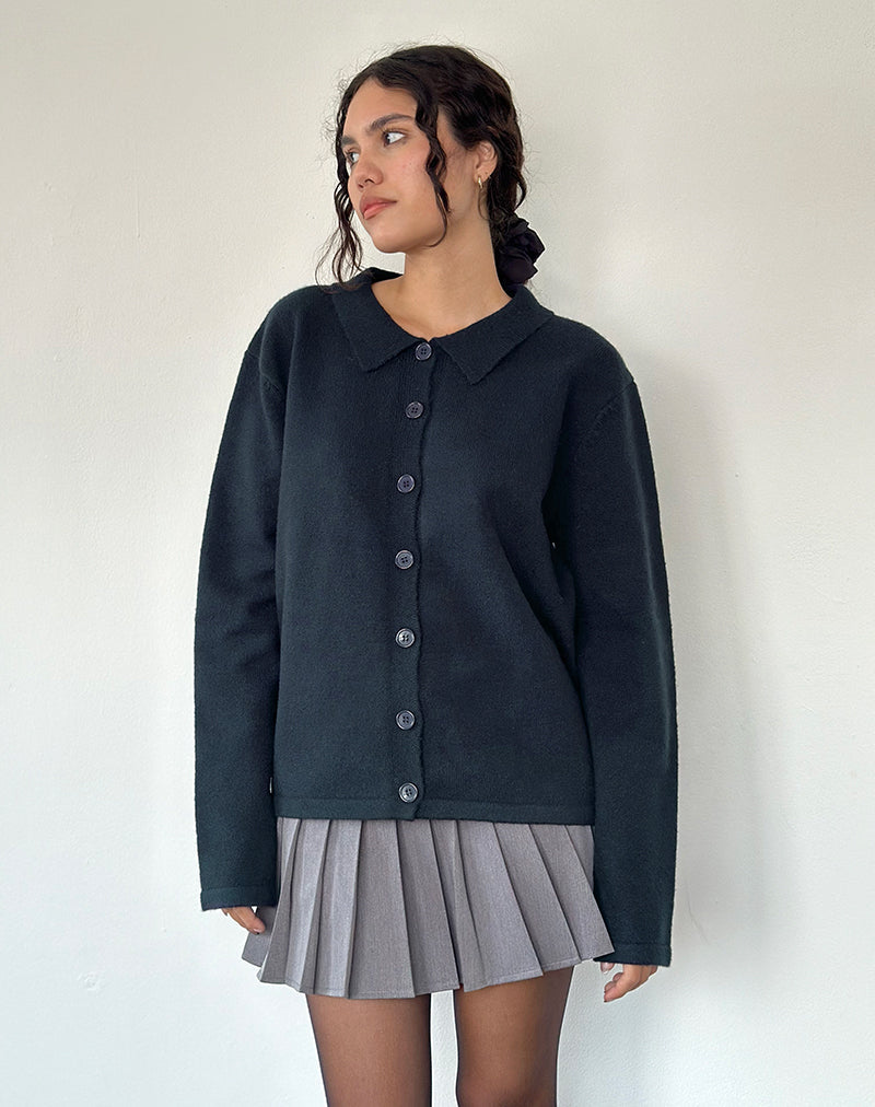 Cardigan Madera in Marina scuro