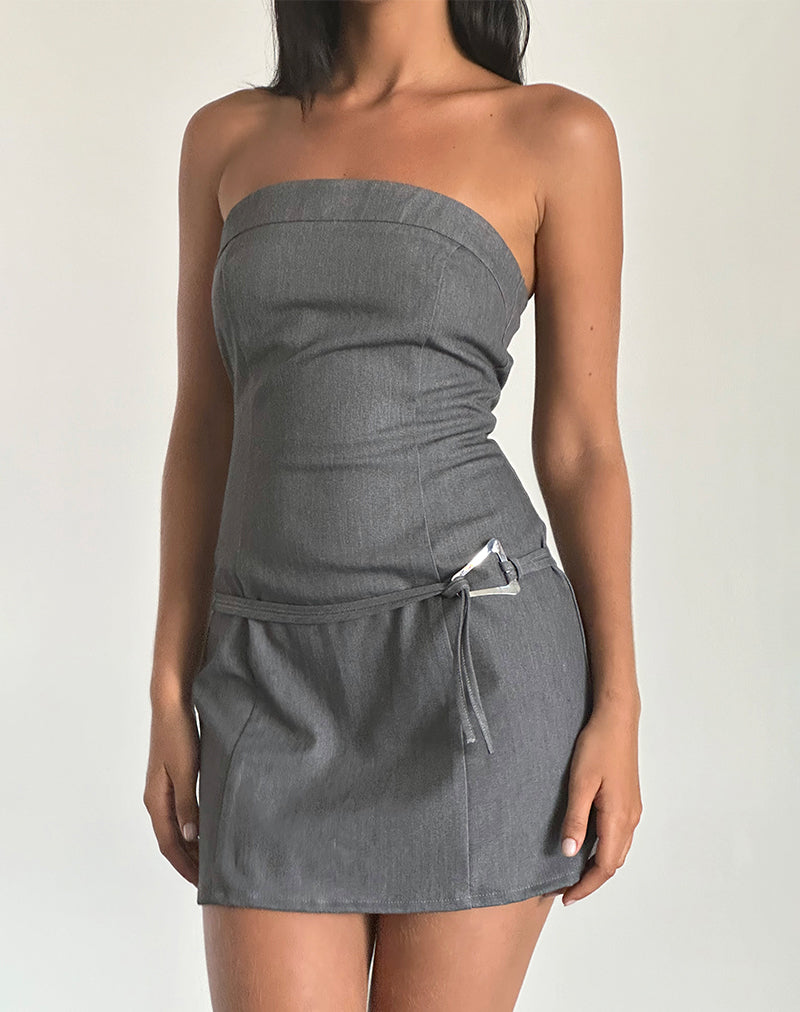 Magaska - Mini abito a fascia in grigio sartoriale
