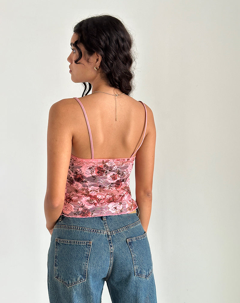 Immagine di Magita Top in pizzo rosa floreale Bloom