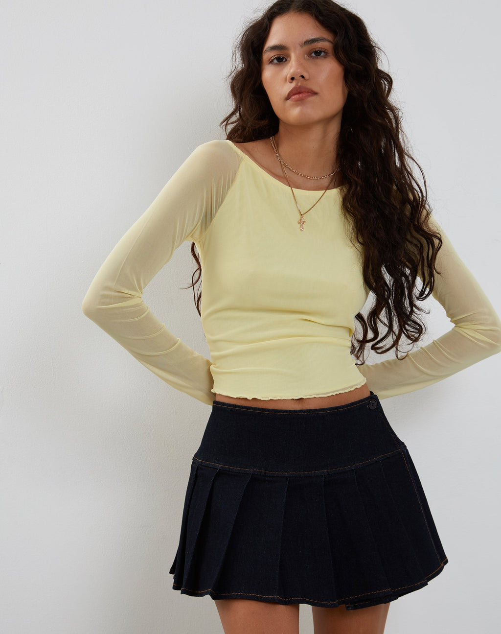 Top a manica lunga Mahira in Lemon