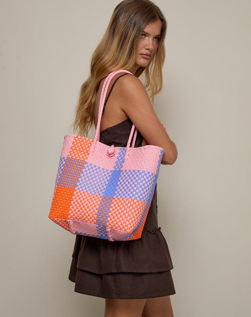 Immagine della borsa del mercato in rosa check