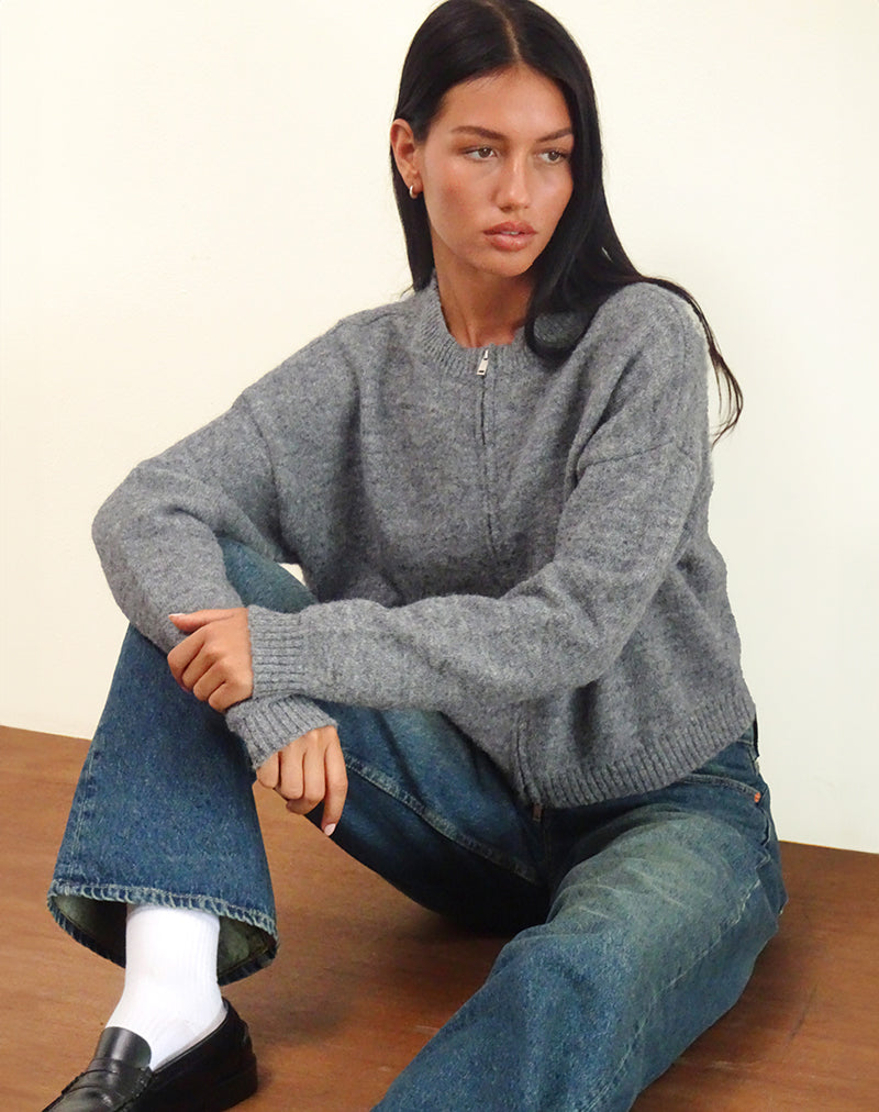 Giacca Maira con zip in maglia grigia