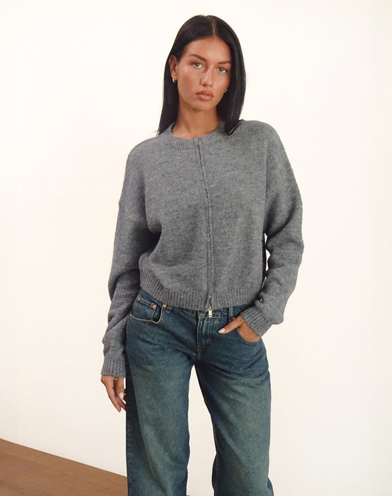 Giacca Maira con zip in maglia grigia