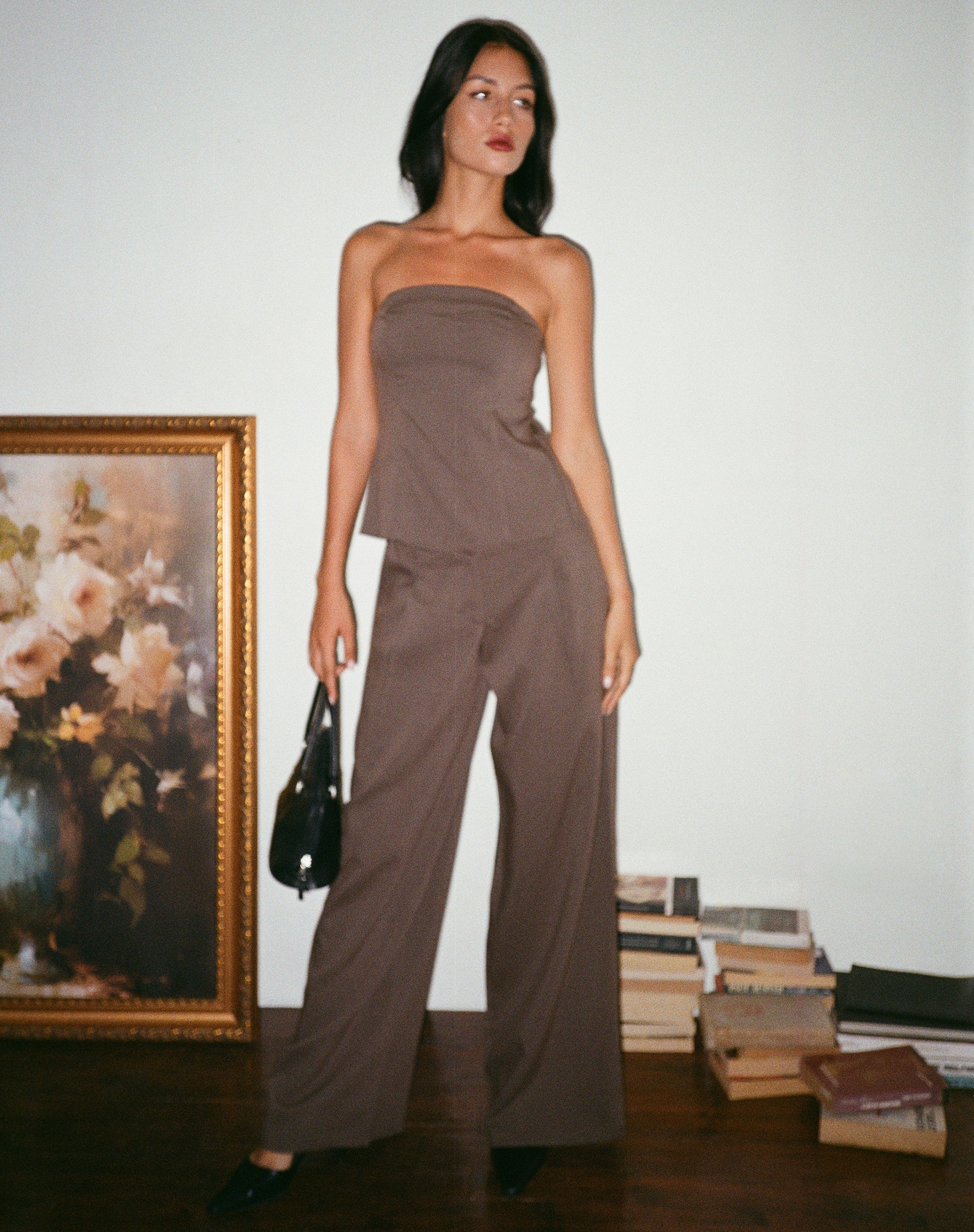 Immagine di Mairi Longline Bandeau Top in Taupe Tailoring
