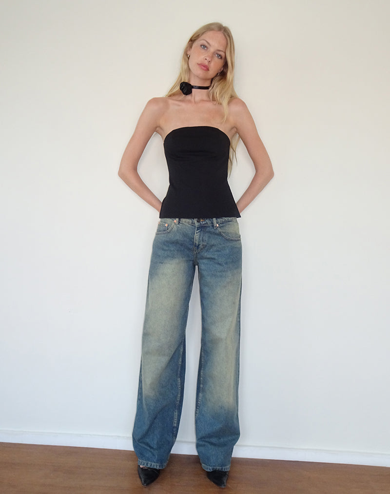 Immagine di Mairi Longline Bandeau Top in Black Tailoring