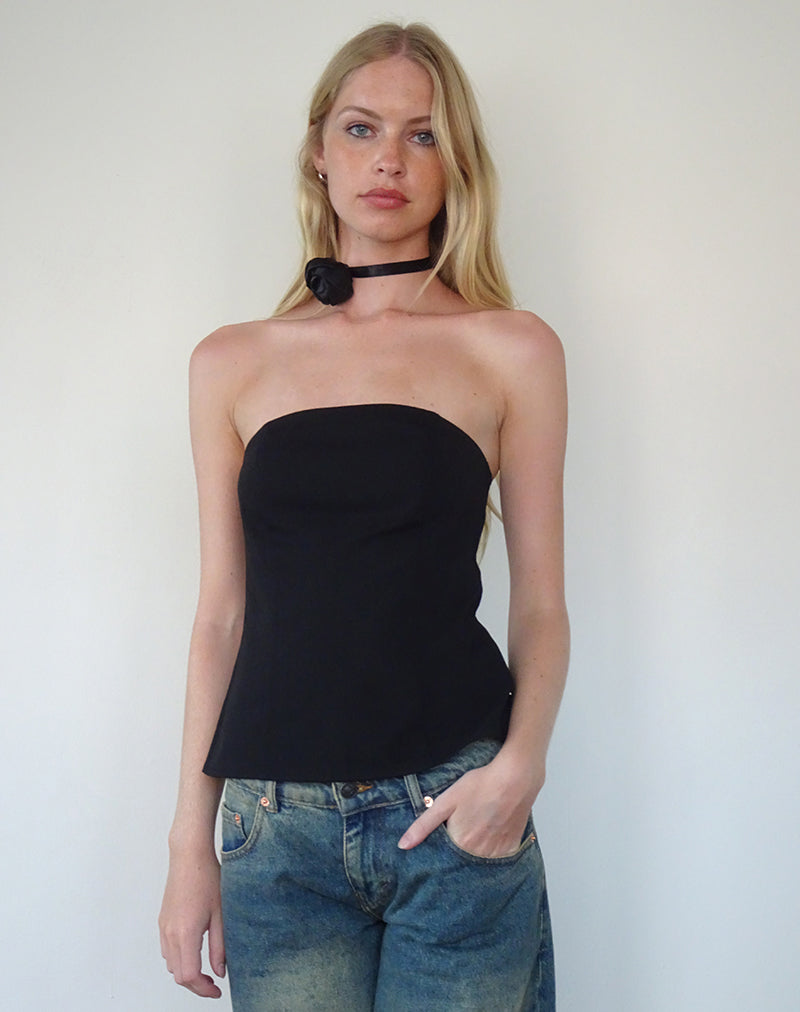Mairi - Top a fascia lungo in nero Sartoria