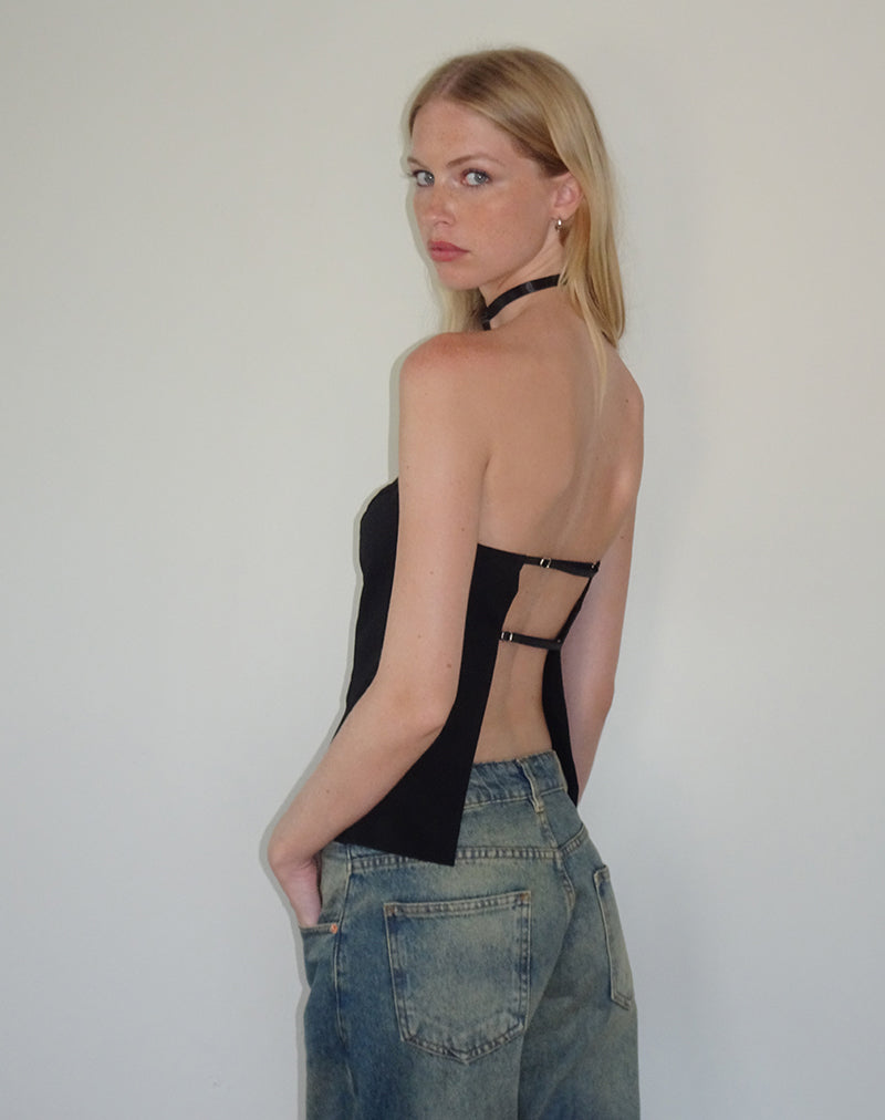 Immagine di Mairi Longline Bandeau Top in Black Tailoring