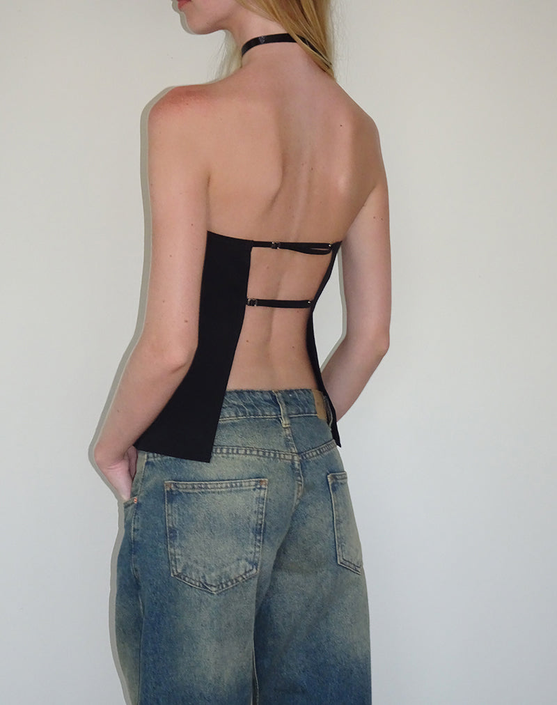 Mairi - Top a fascia lungo in nero Sartoria