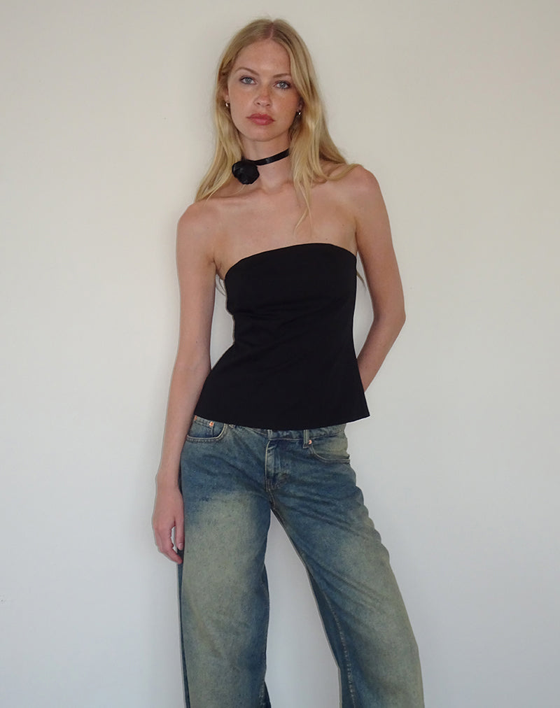 Immagine di Mairi Longline Bandeau Top in Black Tailoring