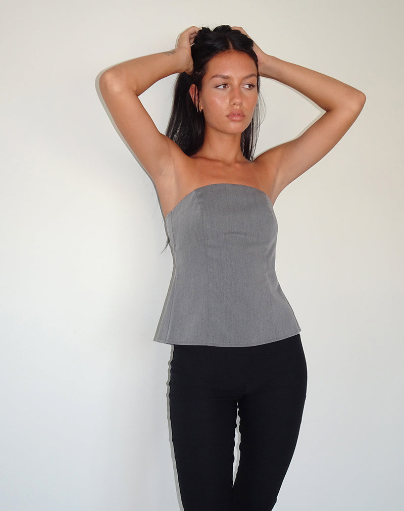 Immagine di Mairi Longline Bandeau Top in Charcoal Tailoring
