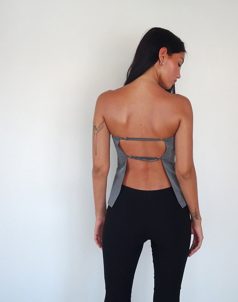 Immagine di Mairi Longline Bandeau Top in Charcoal Tailoring