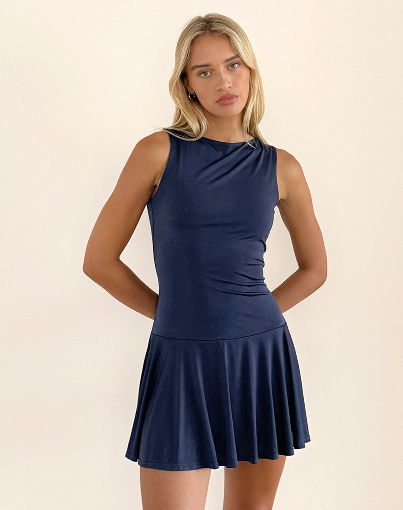 Miniabito Maisha con fiocco aperto sul retro, in stile "Slinky Navy".