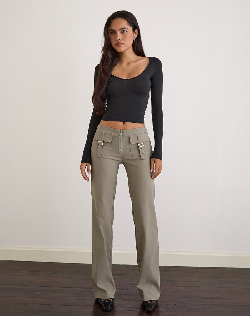 Pantaloni con tasca Maite in Taupe sartoriale