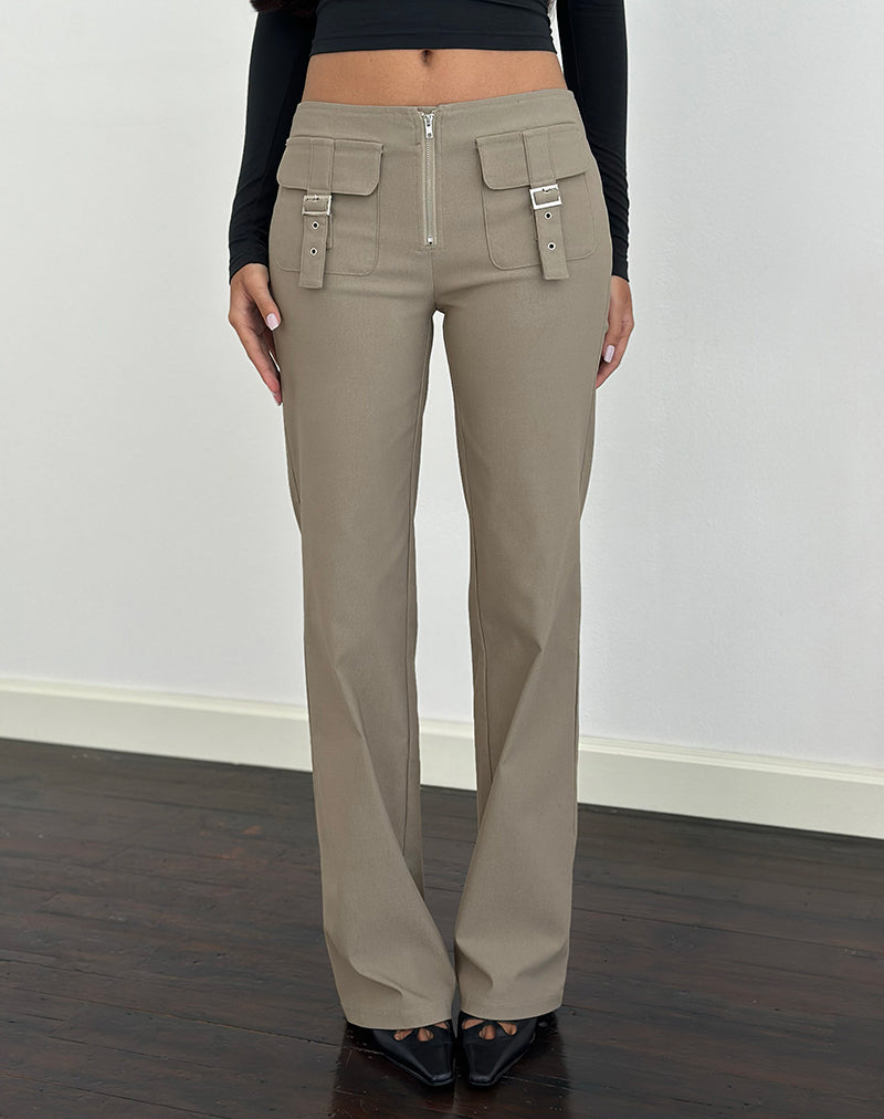 Pantaloni con tasca Maite in Taupe sartoriale
