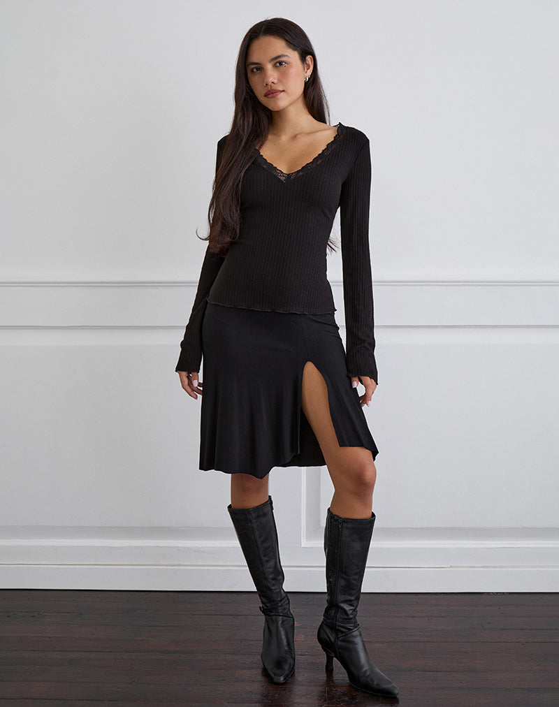 Immagine di Maivi Top a maniche lunghe nero con pizzo