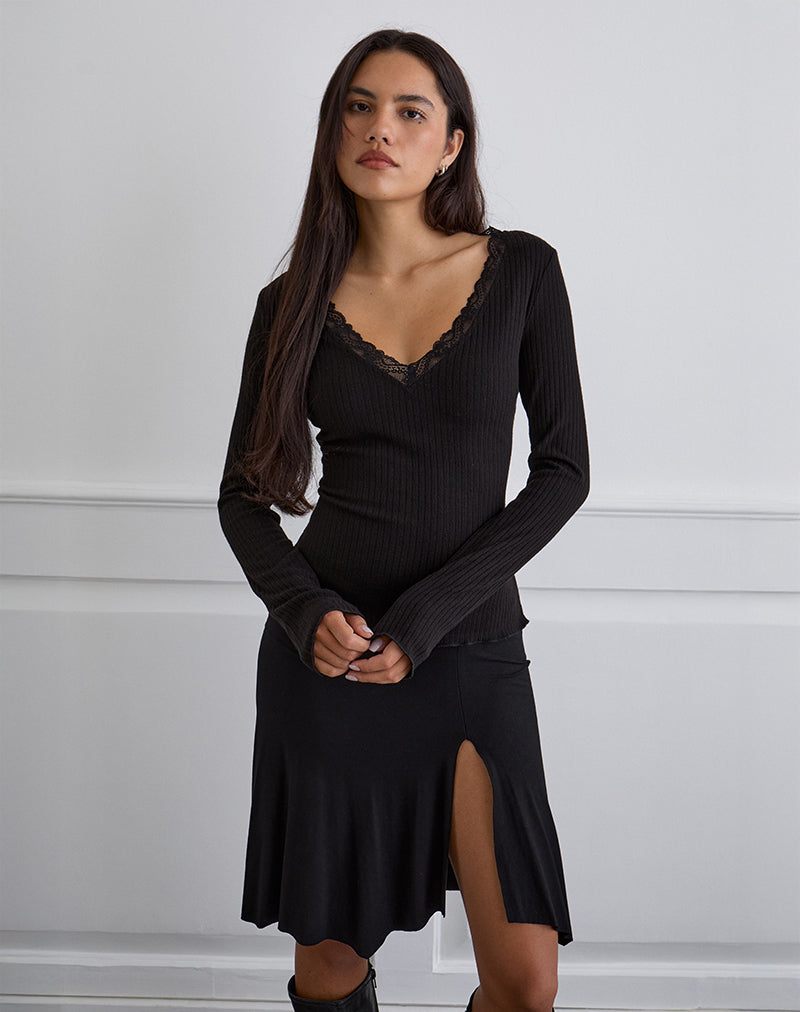 Immagine di Maivi Top a maniche lunghe nero con pizzo