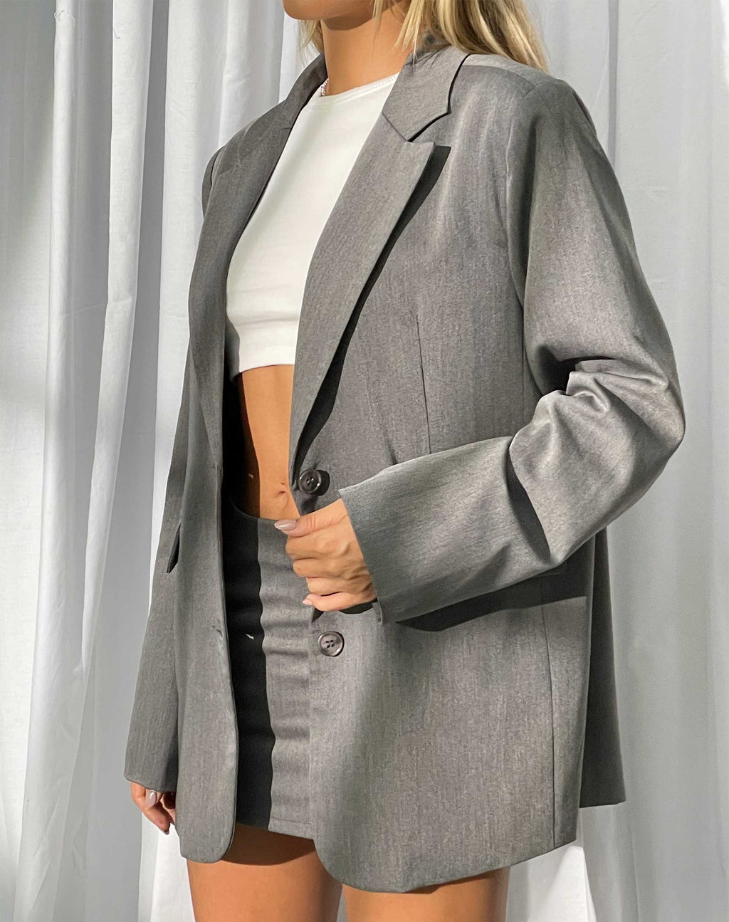 MOTEL X JACQUIE Maiwa - Blazer sartoriale color antracite