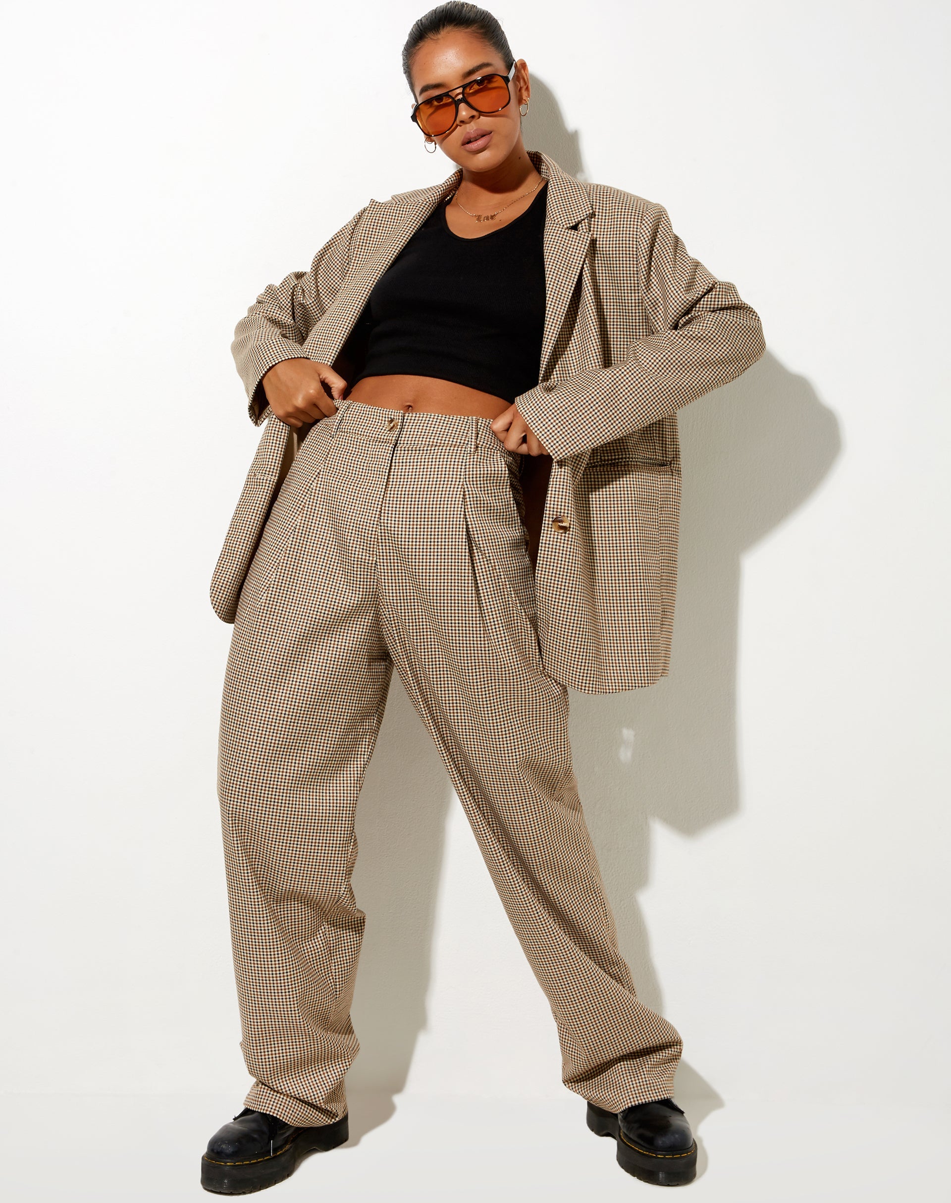 Immagine di Maiwa Blazer a quadri piccoli marrone