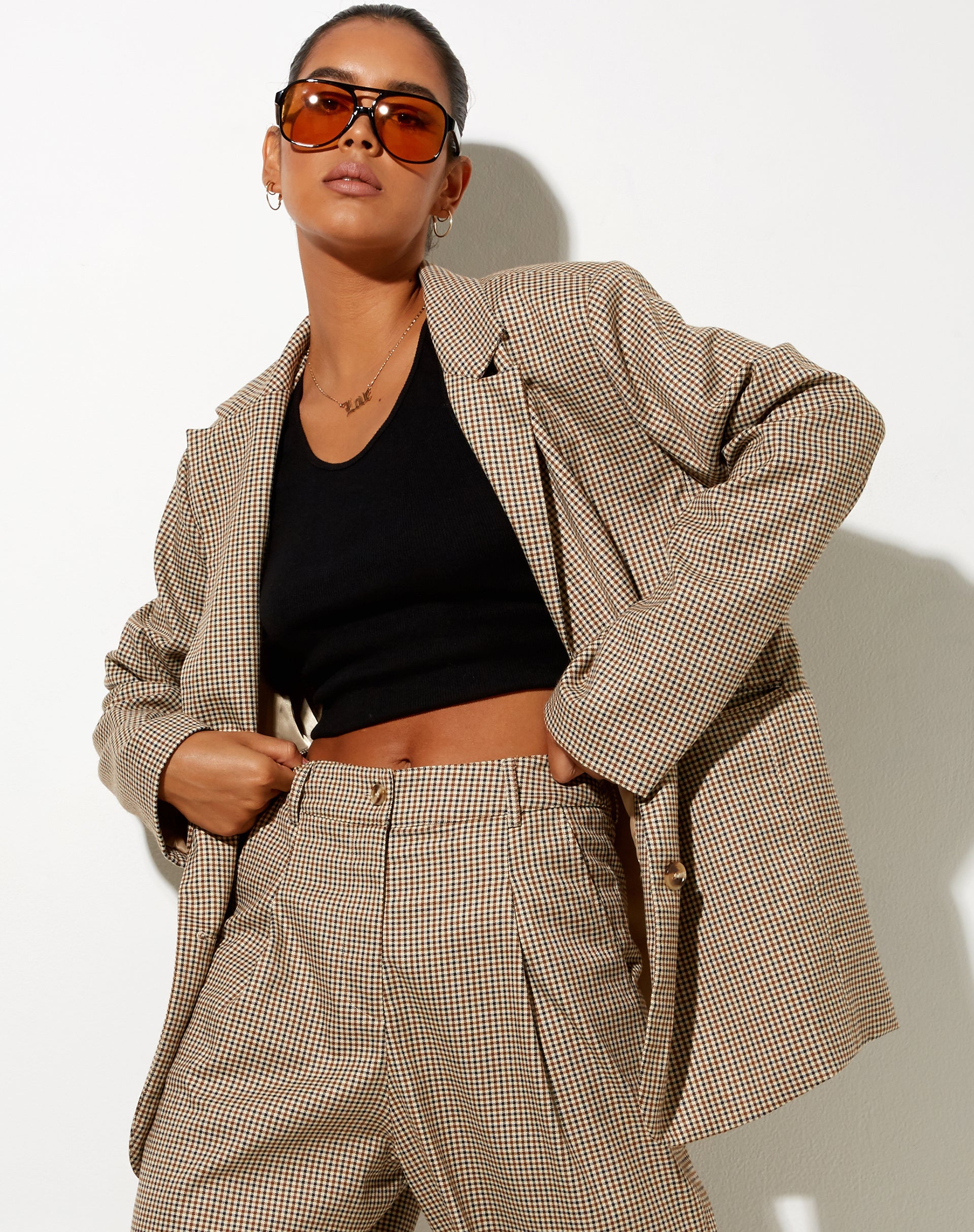 Immagine di Maiwa Blazer a quadri piccoli marrone