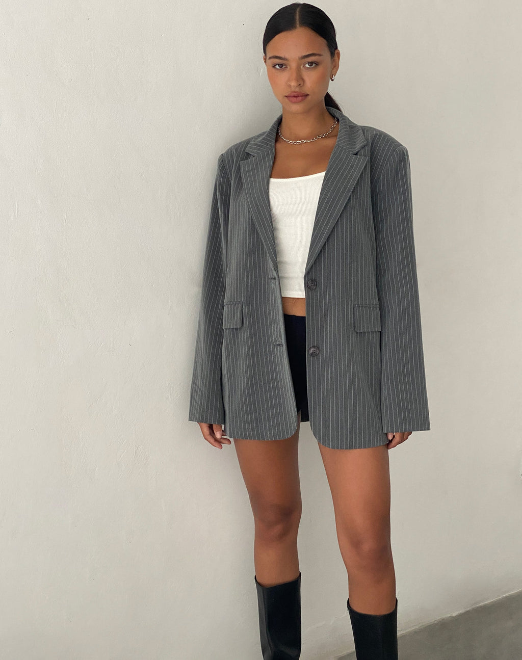 Blazer Maiwa in gessato grigio sartoriale