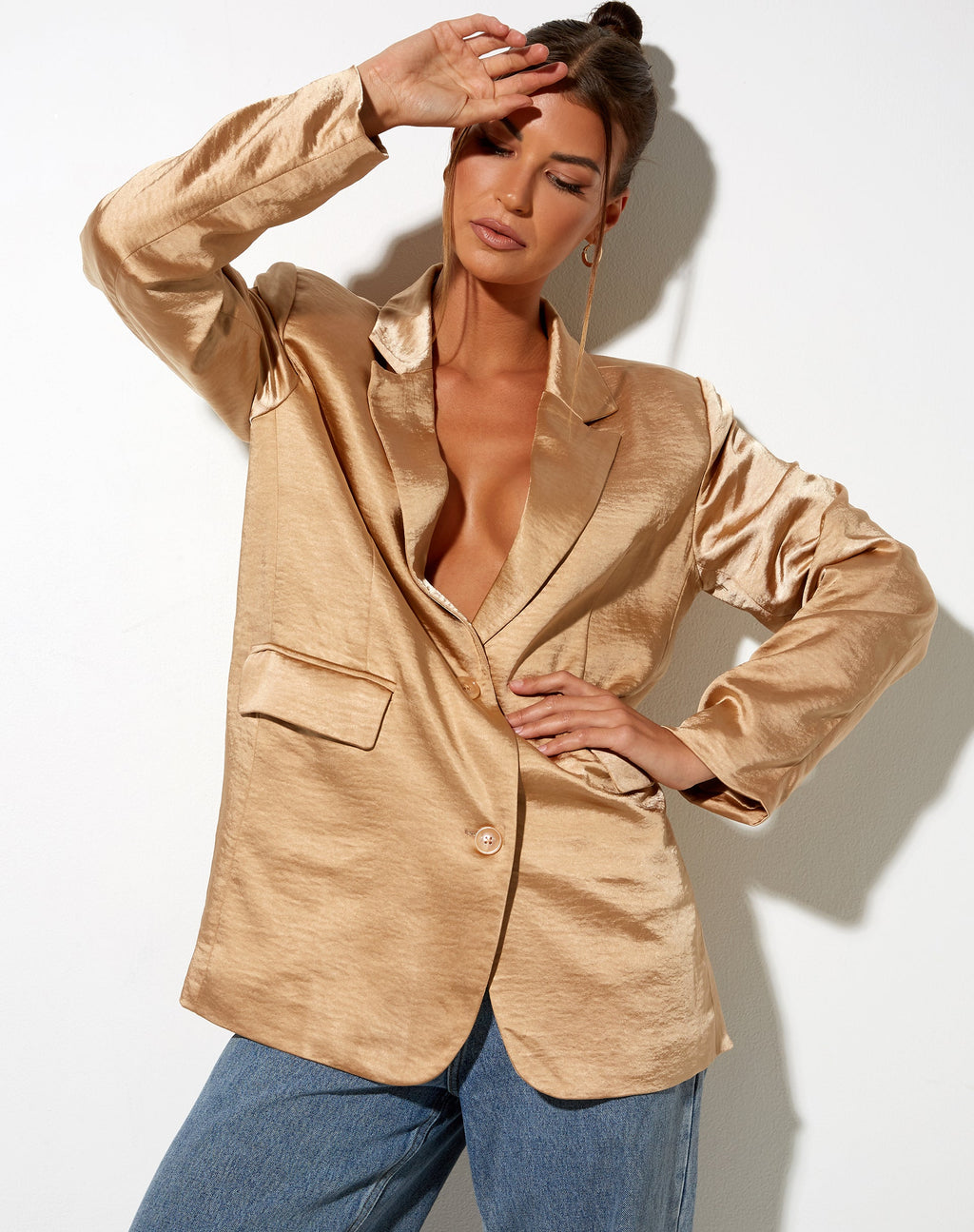 Blazer Maiwa in satin golden sand