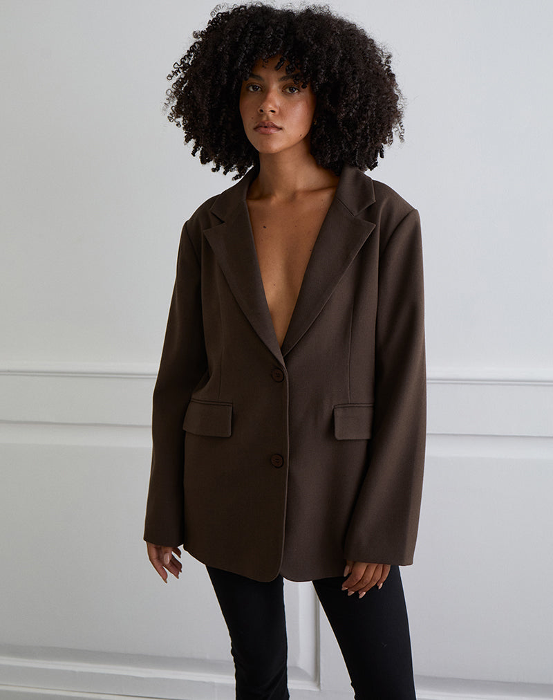 Blazer sartoriale testurizzato Maiwa in marrone