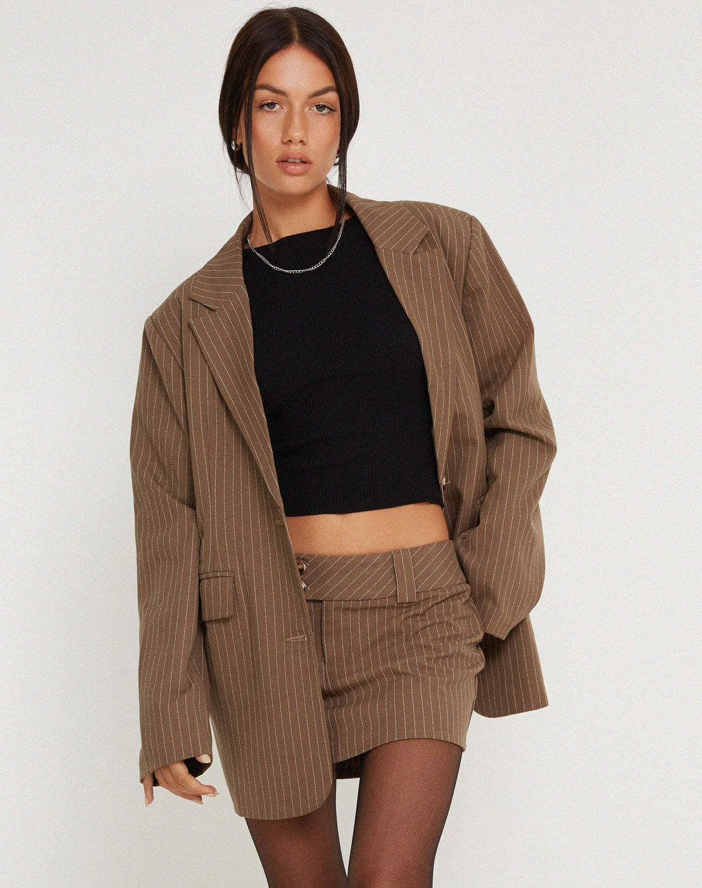 Blazer Maiwa in gessato marrone