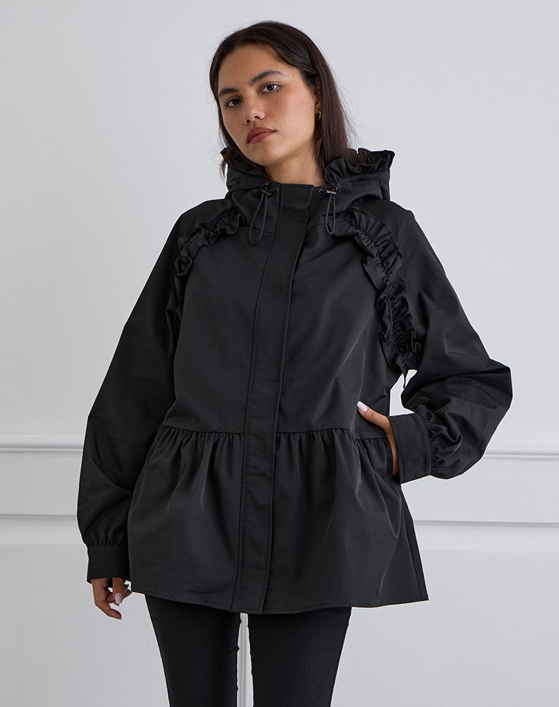 Immagine di Malcari Peplum Nylon Jacket in Black