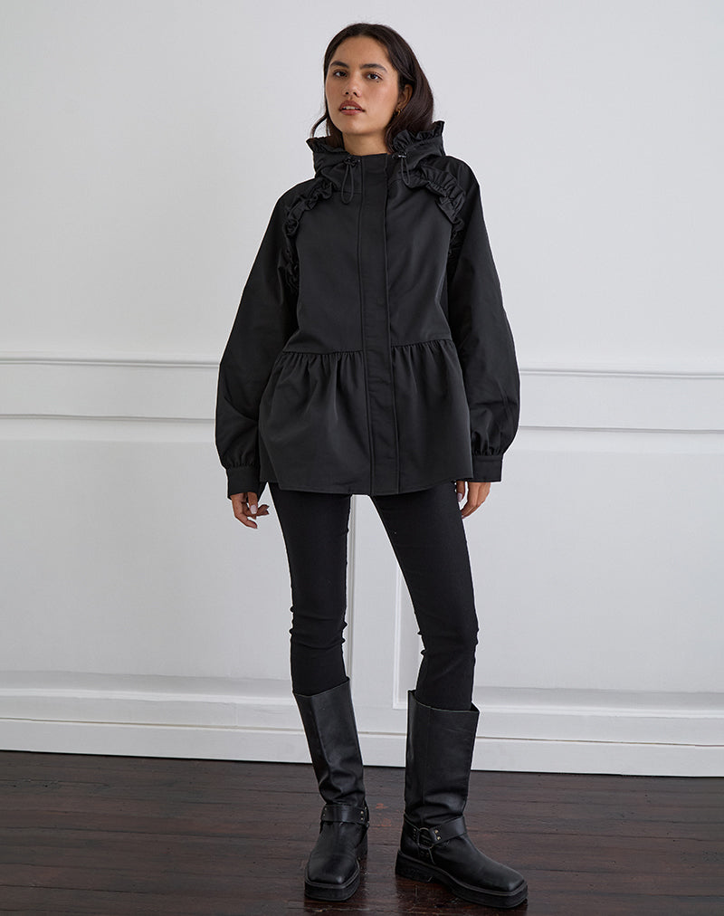 Immagine di Malcari Peplum Nylon Jacket in Black