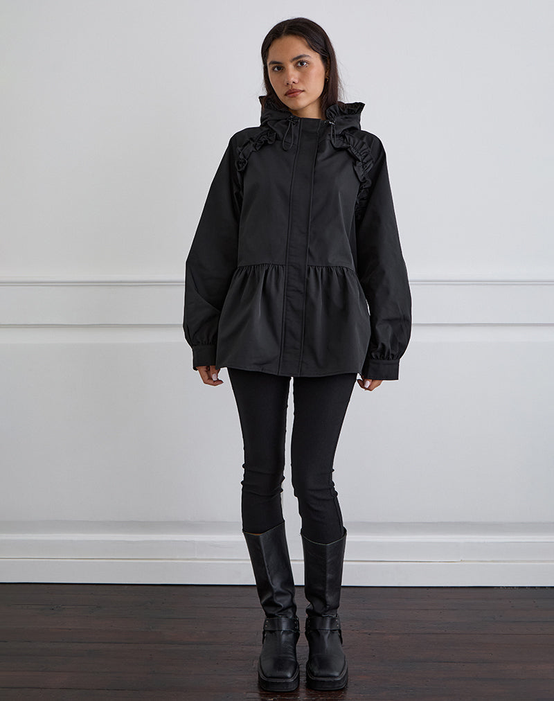 Immagine di Malcari Peplum Nylon Jacket in Black