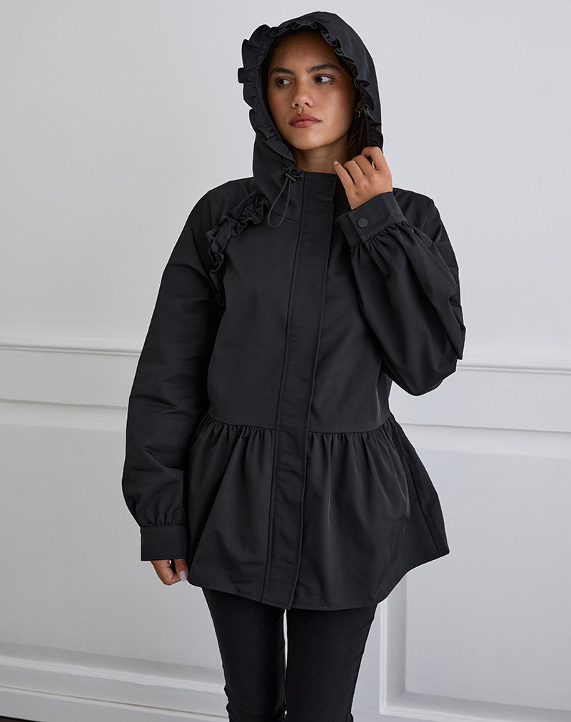 Immagine di Malcari Peplum Nylon Jacket in Black