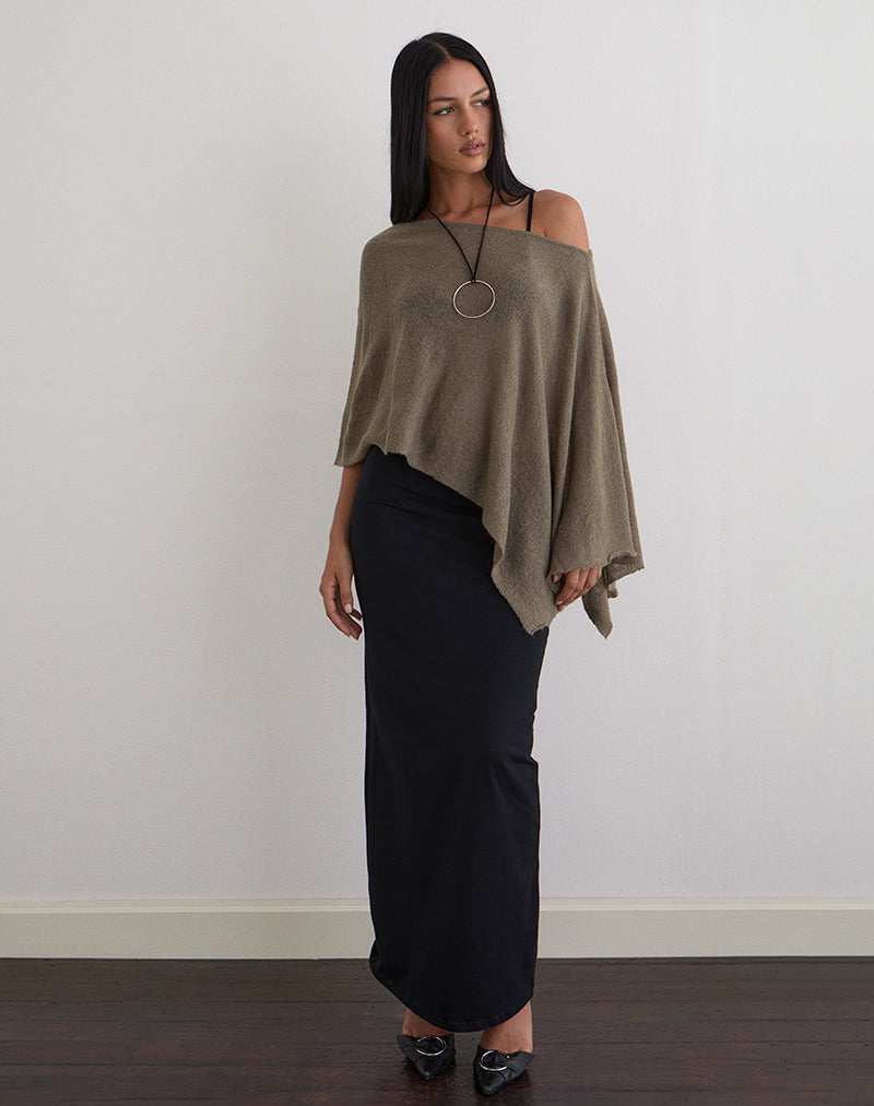 Immagine di Maliha Poncho in maglia trasparente Taupe