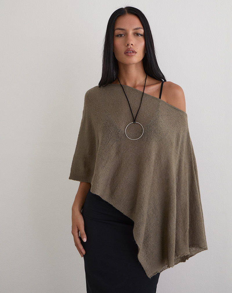 Immagine di Maliha Poncho in maglia trasparente Taupe