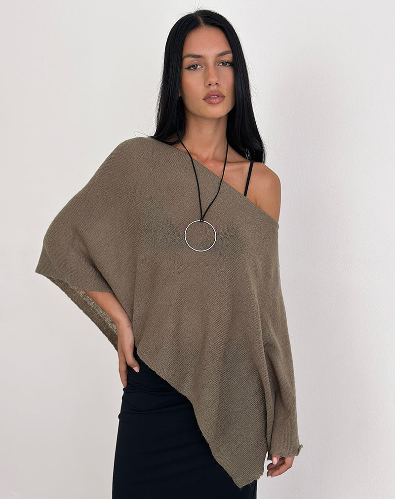 Immagine di Maliha Poncho in maglia trasparente Taupe