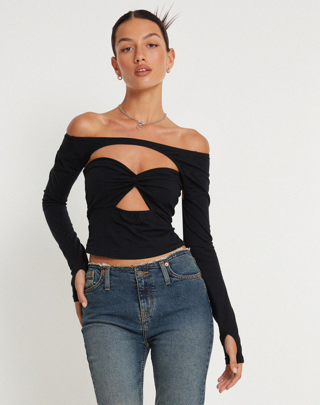 Top Malin Eloa Shrug in nero