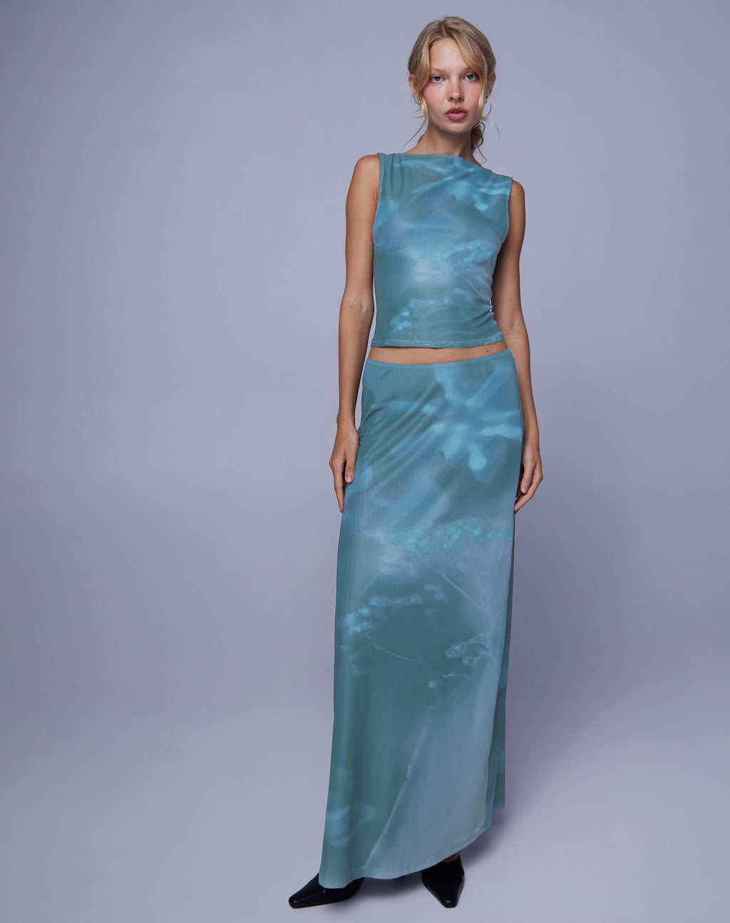 Maxi gonna Nola in blu floreale Lumen