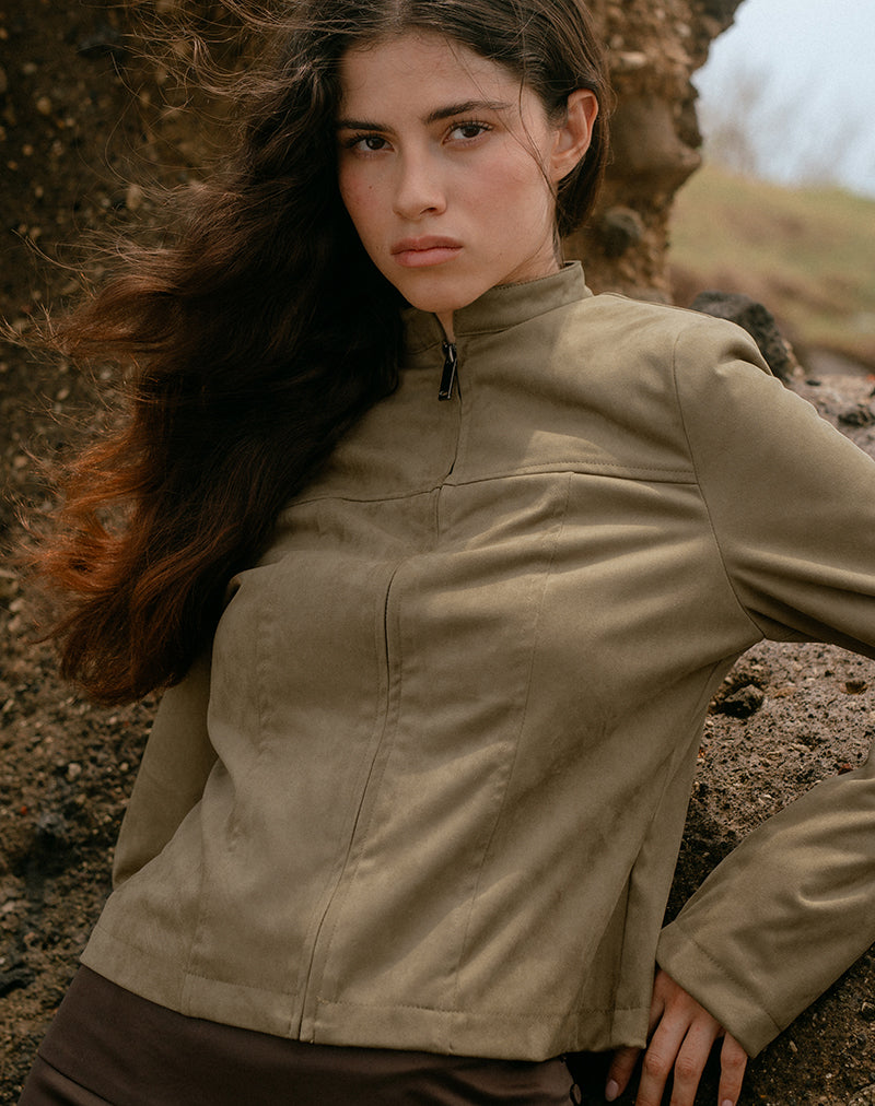 Giacca Mandy in finto camoscio noce